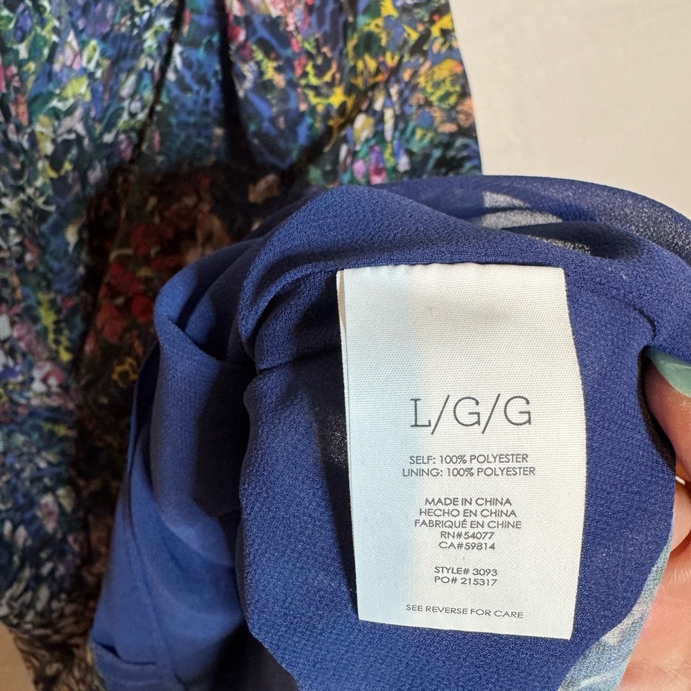 CAbi Multicolor Sleeveless Printed Blouse - Navy, Blue, Purple, Pink - Picture 3 of 6